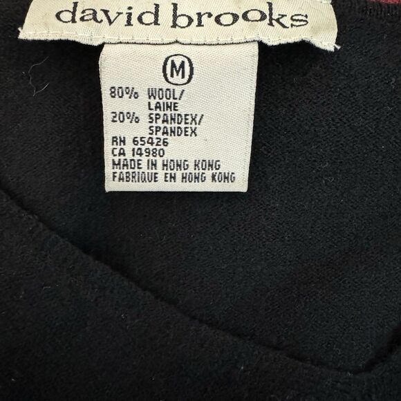 VINTAGE Black Wool Spandex V- Neck Pullover Sweater Women’s L Minimalist Career - Picture 4 of 4